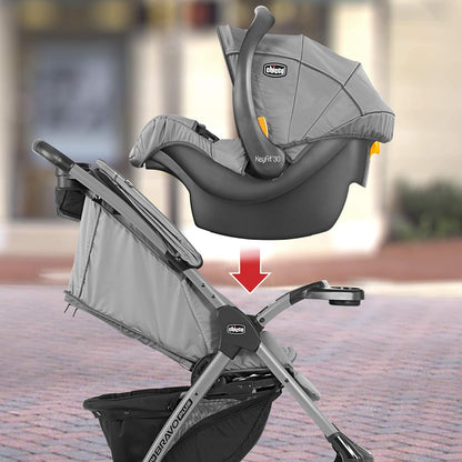 Chicco Mini Bravo plus Travel System, Mini Bravo plus Stroller with Keyfit 30 Infant Car Seat and Base, Slate/Grey
