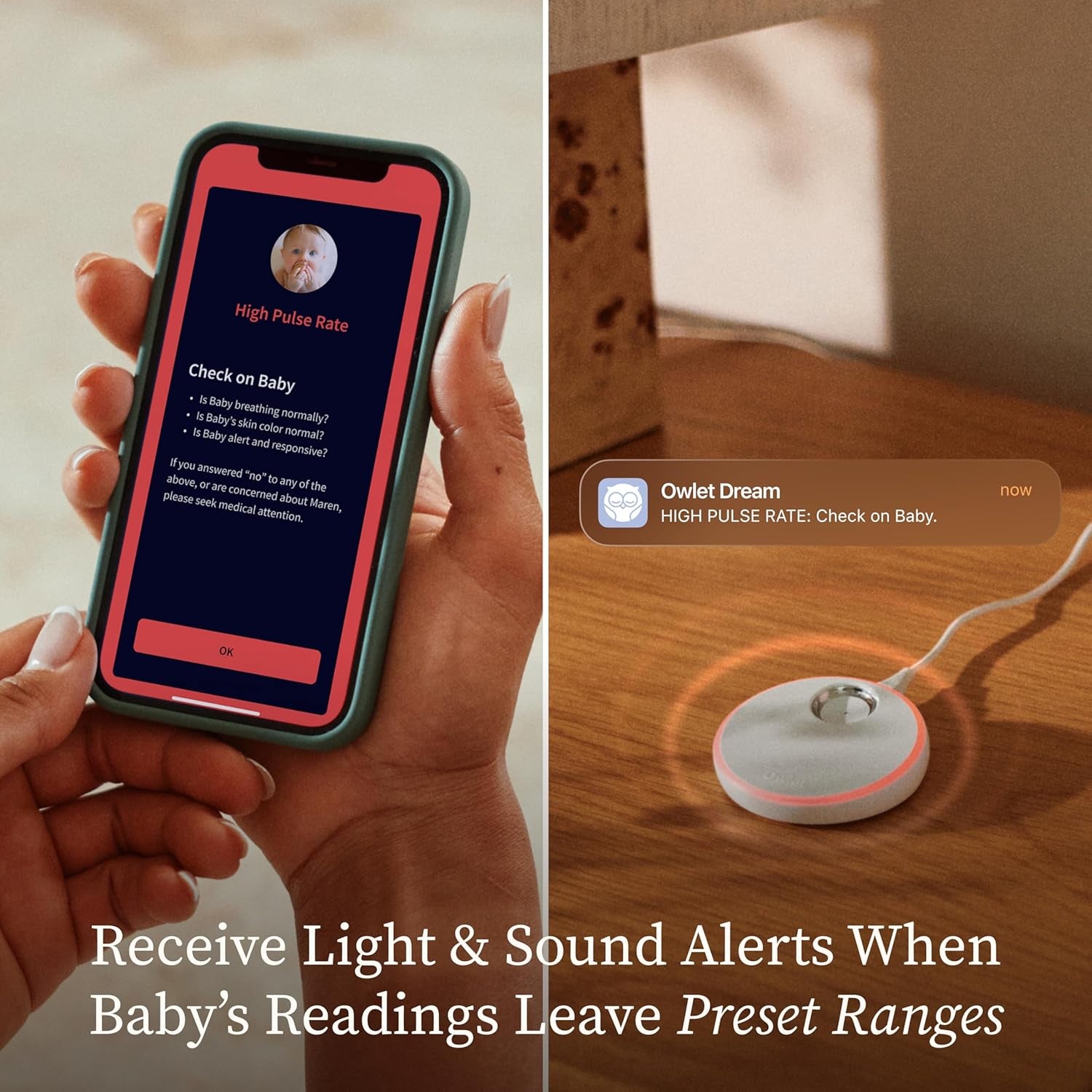 Owlet Dream Sock - Smart Baby Monitor with 2.4 Ghz Wi-Fi - Foot Sensor to Track Heartbeat and Oxygen O2 Levels in Infants - Notifications for Night Wakings, Movement and Sleep State - Bedtime Blue