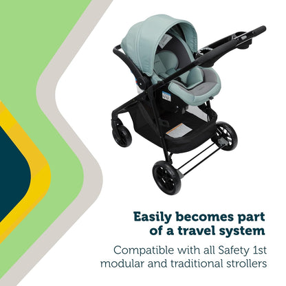 Safety 1St® Onboard™ Slide DLX Infant Car Seat W/Safetyslide™ Base, Easy-Install Rigid Latch, Lightweight Rear-Facing Seat, Newborn Carrier, Extra-Large Canopy, Travel System Ready, Dusty Green