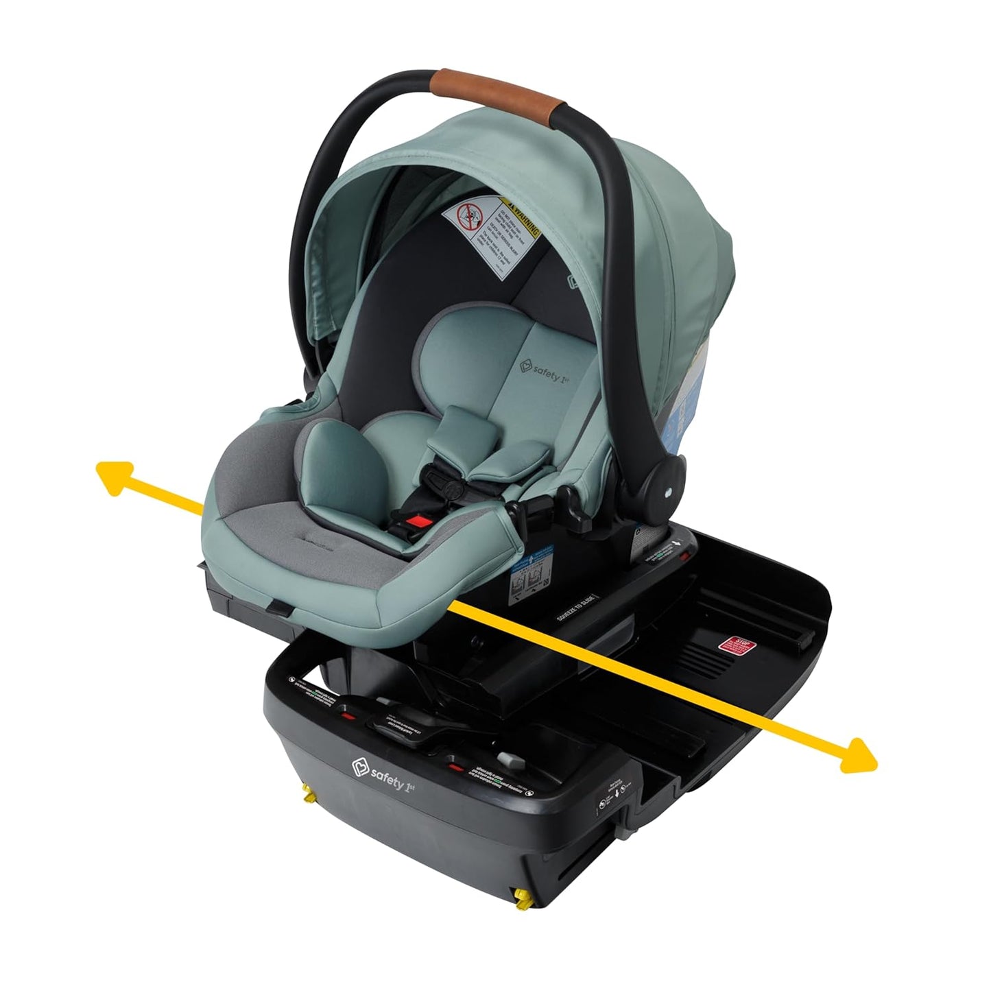 Safety 1St® Onboard™ Slide DLX Infant Car Seat W/Safetyslide™ Base, Easy-Install Rigid Latch, Lightweight Rear-Facing Seat, Newborn Carrier, Extra-Large Canopy, Travel System Ready, Dusty Green