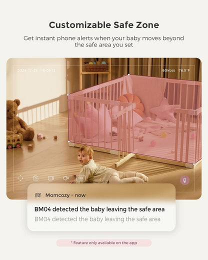 Momcozy BM04 Smart Wifi Baby Monitor with 2 Cameras, 5" 1080P Split Screen Video Baby Monitor with Camera and Audio, Motion Detection, Electric Fence, Clear Night Vision, 2-Way Audio, 5000Mah Battery