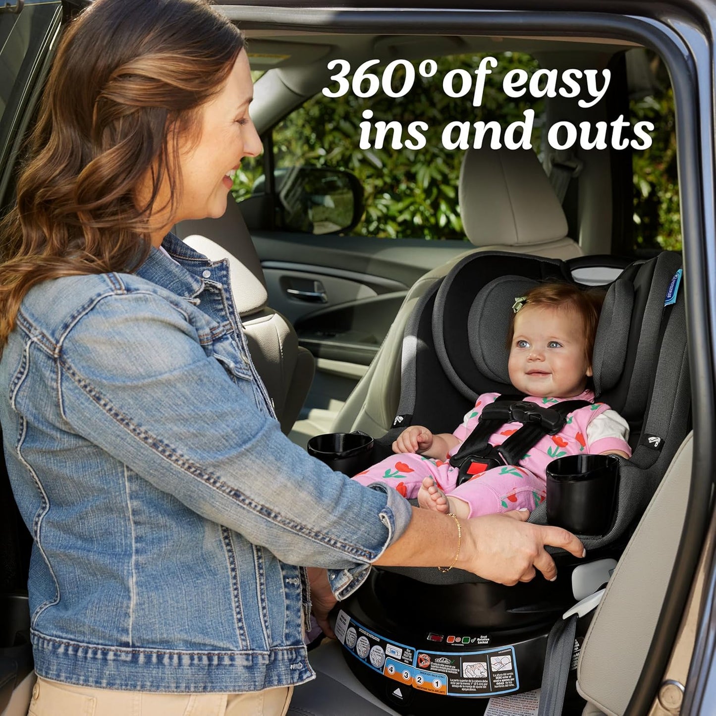 Graco Easyturn 360 2-In-1 Convertible Car Seat, 360 Degree Rotating Infant to Toddler Rotating Car Seat, 2 Modes Forward and Rear Facing, Slim Design, Cyran