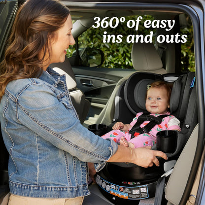 Graco Easyturn 360 2-In-1 Convertible Car Seat, 360 Degree Rotating Infant to Toddler Rotating Car Seat, 2 Modes Forward and Rear Facing, Slim Design, Cyran