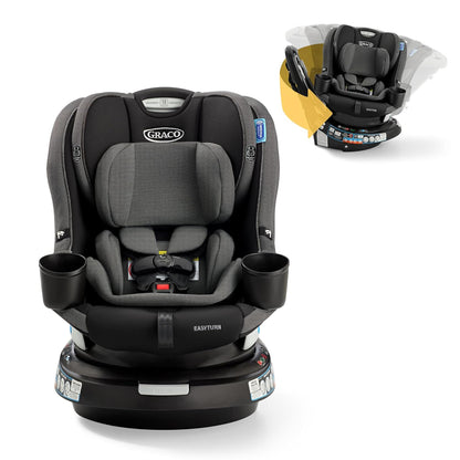 Graco Easyturn 360 2-In-1 Convertible Car Seat, 360 Degree Rotating Infant to Toddler Rotating Car Seat, 2 Modes Forward and Rear Facing, Slim Design, Cyran