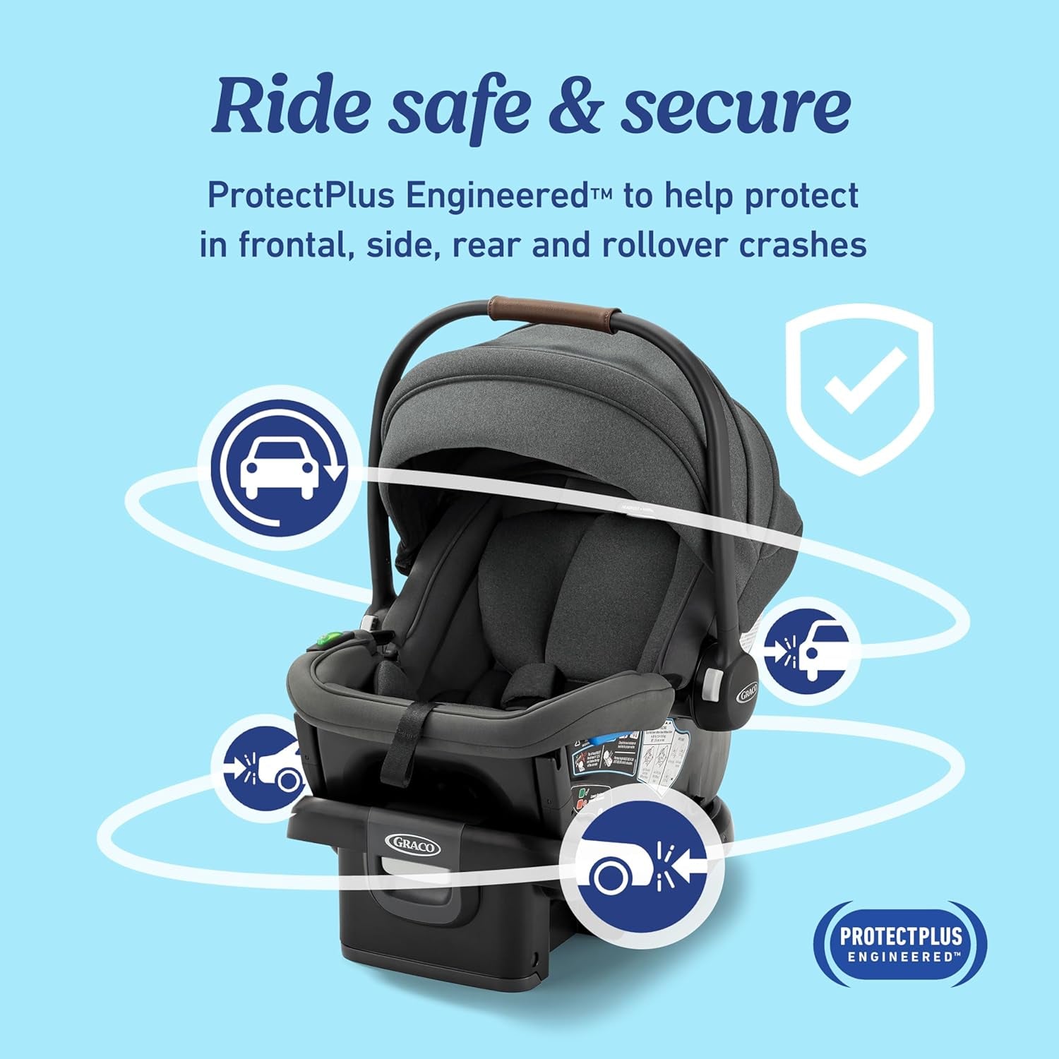 Graco Gomax Infant Car Seat, Orchid Haze, Lightweight, Reclining Rear Facing Car Seat Installs with or without a Base