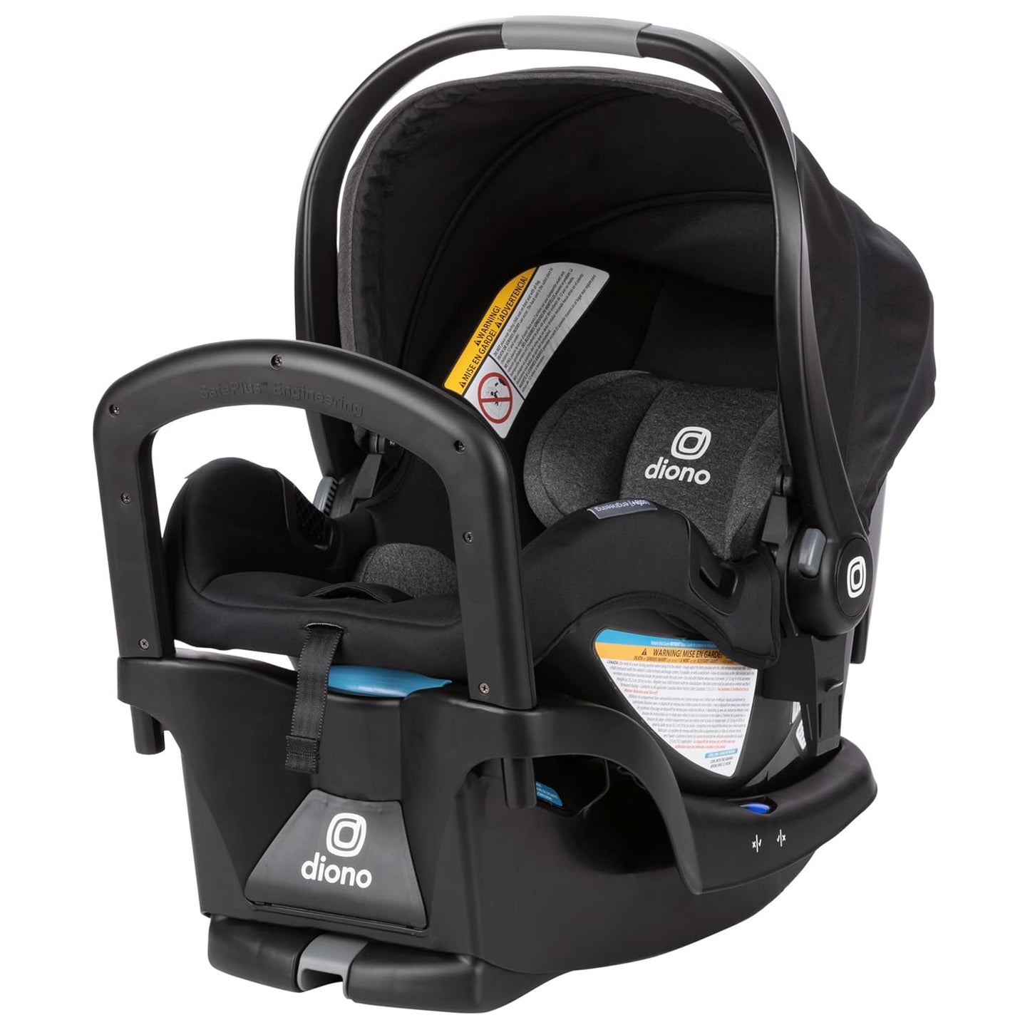 Diono Liteclik 30 R Safeplus Infant Car Seat and Base, Rear-Facing for Infants 4-30Lbs, Safeplus Engineering, with Infant Insert, UPF 50+ Sunshade (Black)