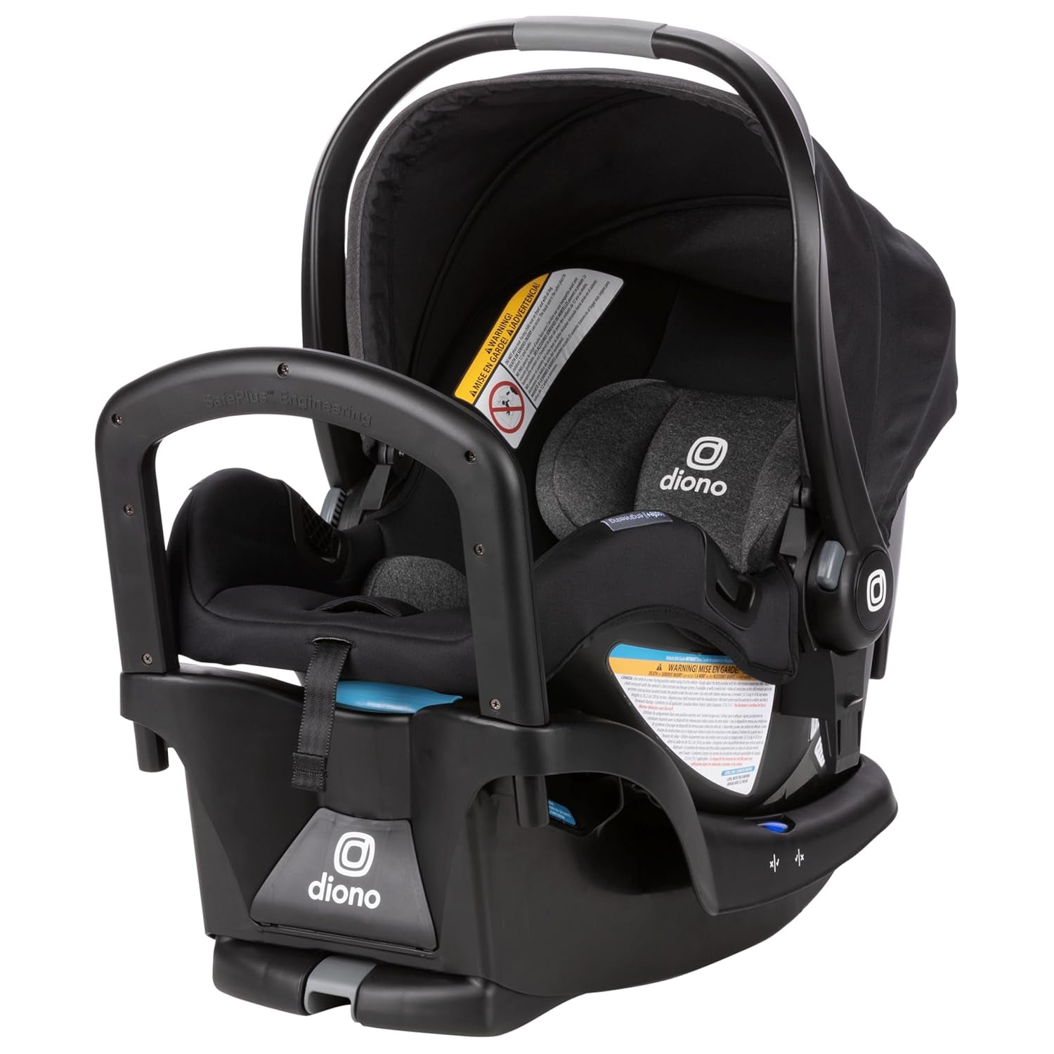 Diono Liteclik 30 R Safeplus Infant Car Seat and Base, Rear-Facing for Infants 4-30Lbs, Safeplus Engineering, with Infant Insert, UPF 50+ Sunshade (Black)