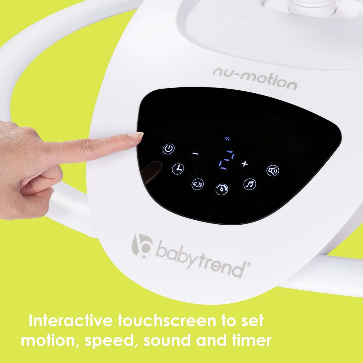 Baby Trend Numotion Infinity Swing – 5 Motion Modes, Touchscreen Control, Remote, Multi‑Position Recline & Hanging Toys – Dash Grey
