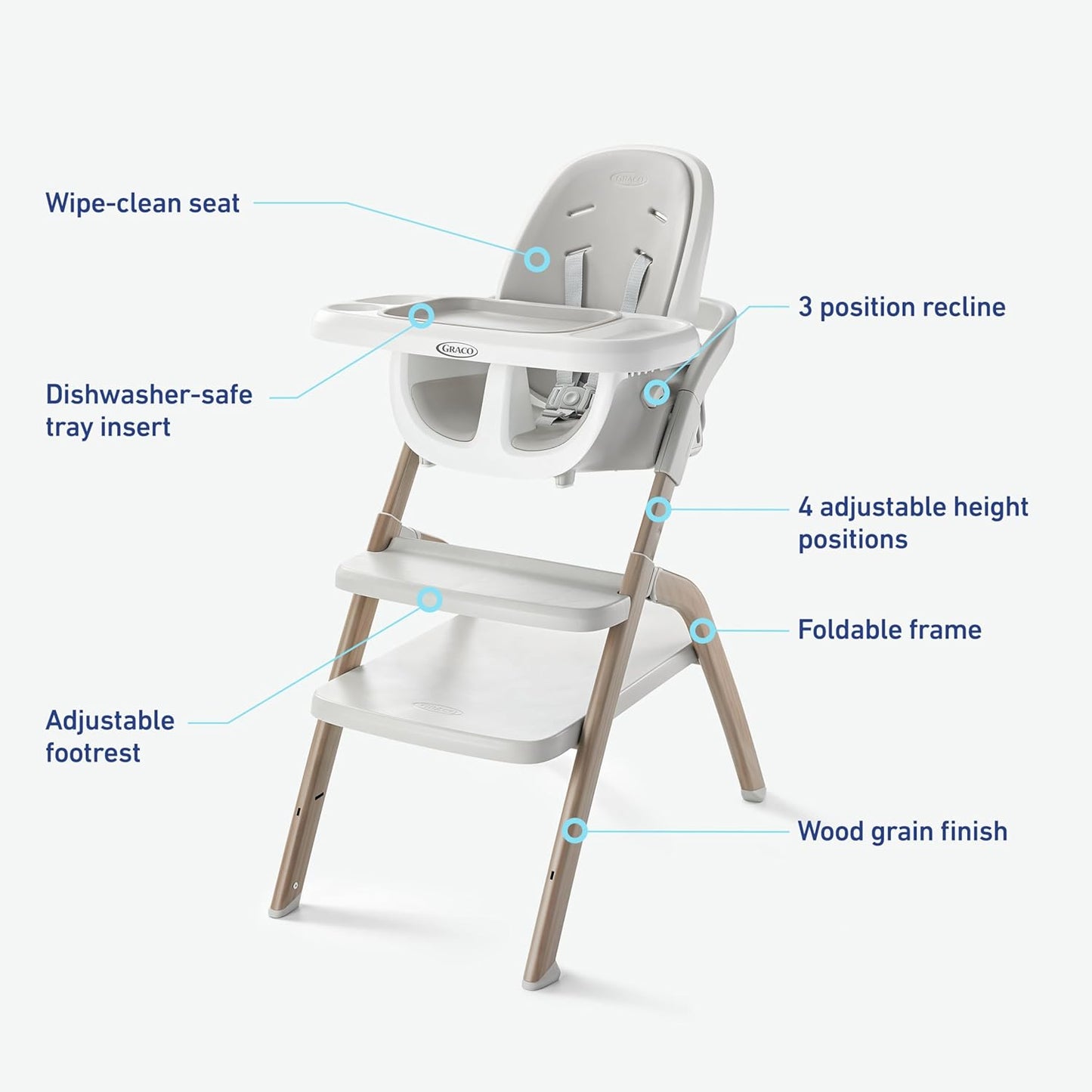 Graco Everystep 6 in 1 High Chair, Babies and Toddlers Portable Slim High Chair with 6 Growing Stages from Infant to Toddler Seating, Convenient for Dining Time, Featured Design in Misty