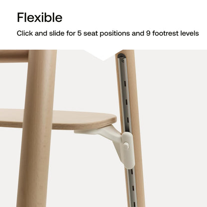 Bugaboo Giraffe Wooden Baby High Chair, Adjustable in 1 Second, Easy to Clean, Safe and Ergonomic Highchair, Suitable from Birth in Combination with Newborn Set (Sold Separately), Warm Wood/Grey