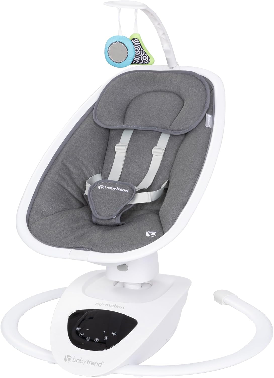 Baby Trend Numotion Infinity Swing – 5 Motion Modes, Touchscreen Control, Remote, Multi‑Position Recline & Hanging Toys – Dash Grey