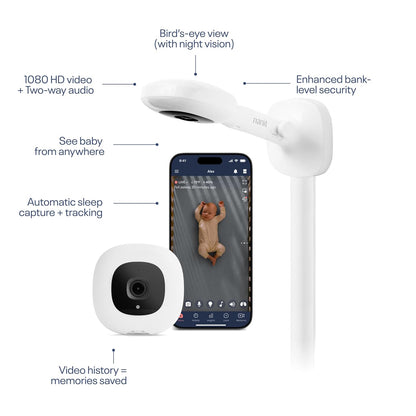 Nanit Nursery Bundle Smart Baby Monitor with Wall Mount – 1080P HD Wi-Fi Camera, Sensor-Free Breathing Monitoring, Sleep Tracking, Two-Way Audio, Night Vision, Motion & Cry Notifications, White