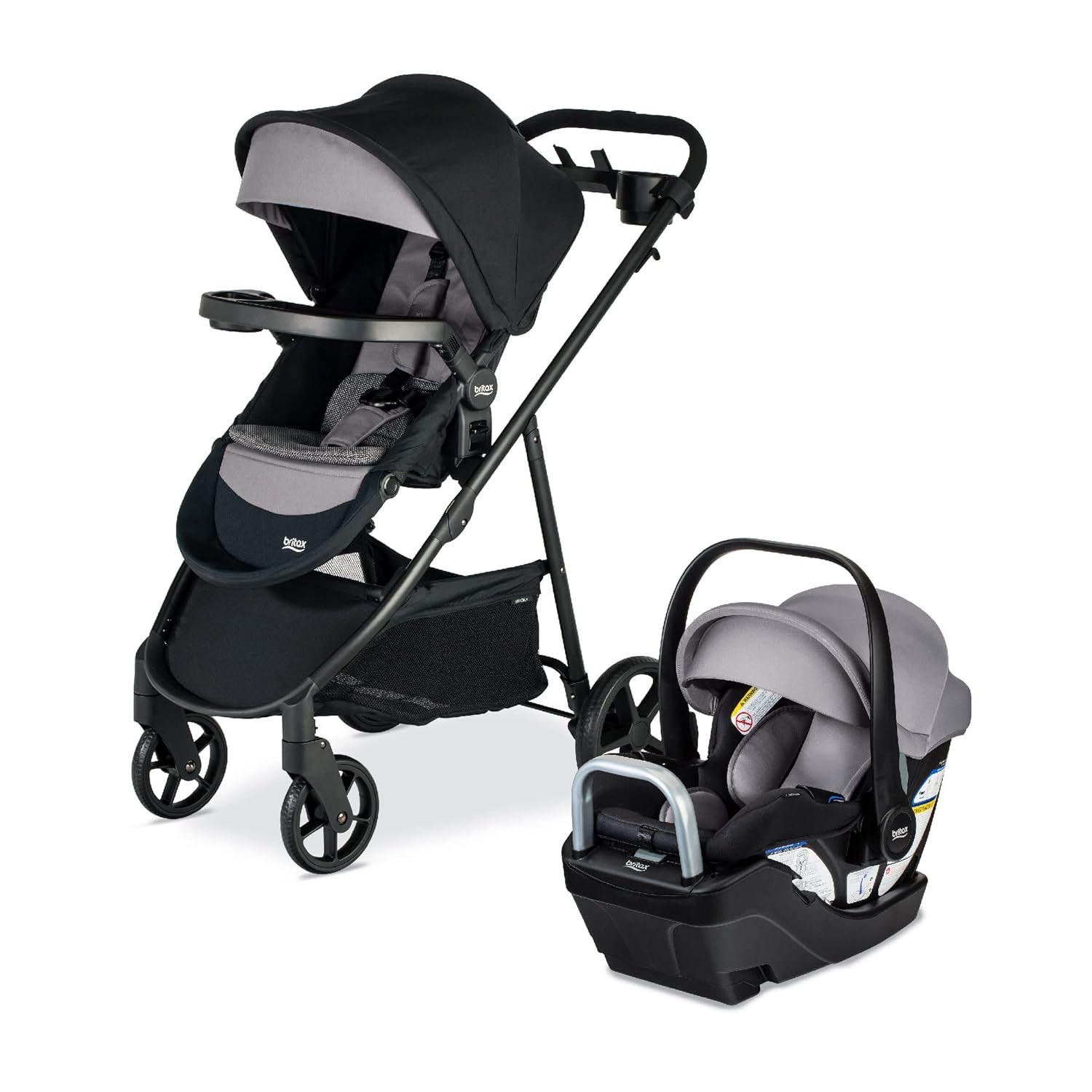 Britax Willow Brook S+ Baby Travel System, Infant Car Seat and Stroller Combo with Alpine Base, Clicktight Technology, Safewash Insert and Cover, 1 Count, Graphite Onyx