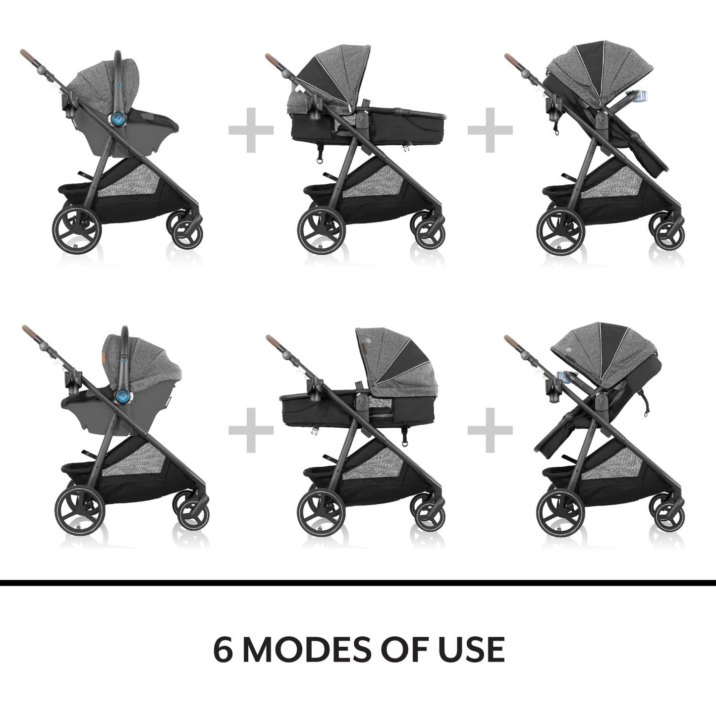 Evenflo Shyft Intuiti+ Travel System Featuring Revolve180 Litemax™ NXT Rotating Rear-Facing Lightweight Preemie and Infant Car Seat with Sensorysoothe 3-30 Lbs. (Angler Tweed)