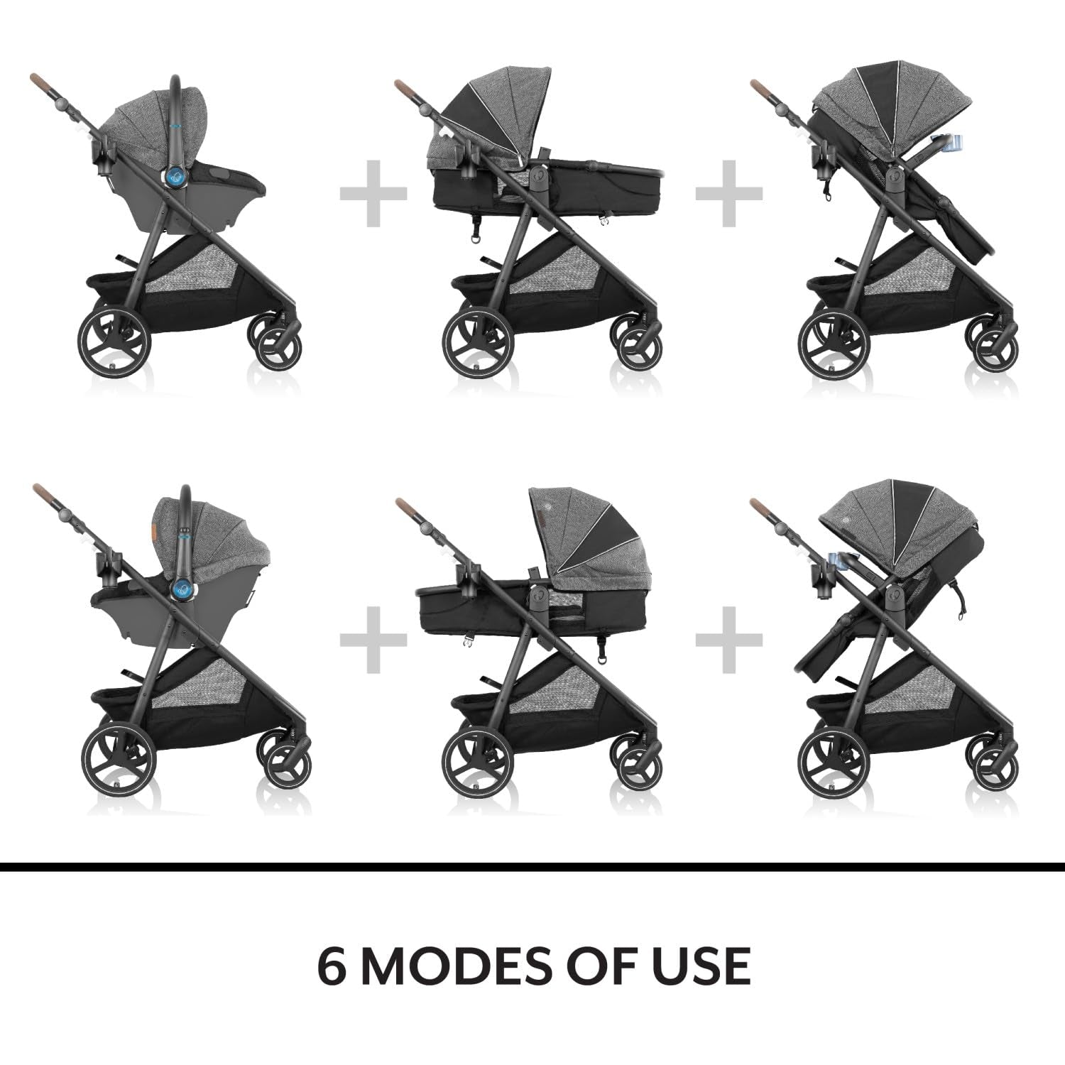 Evenflo Shyft Intuiti+ Travel System Featuring Revolve180 Litemax™ NXT Rotating Rear-Facing Lightweight Preemie and Infant Car Seat with Sensorysoothe 3-30 Lbs. (Angler Tweed)