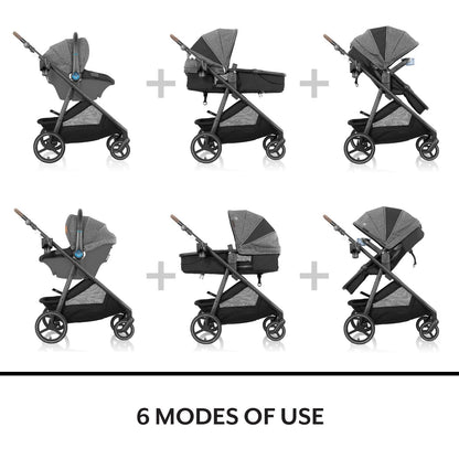 Evenflo Shyft Intuiti+ Travel System Featuring Revolve180 Litemax™ NXT Rotating Rear-Facing Lightweight Preemie and Infant Car Seat with Sensorysoothe 3-30 Lbs. (Angler Tweed)