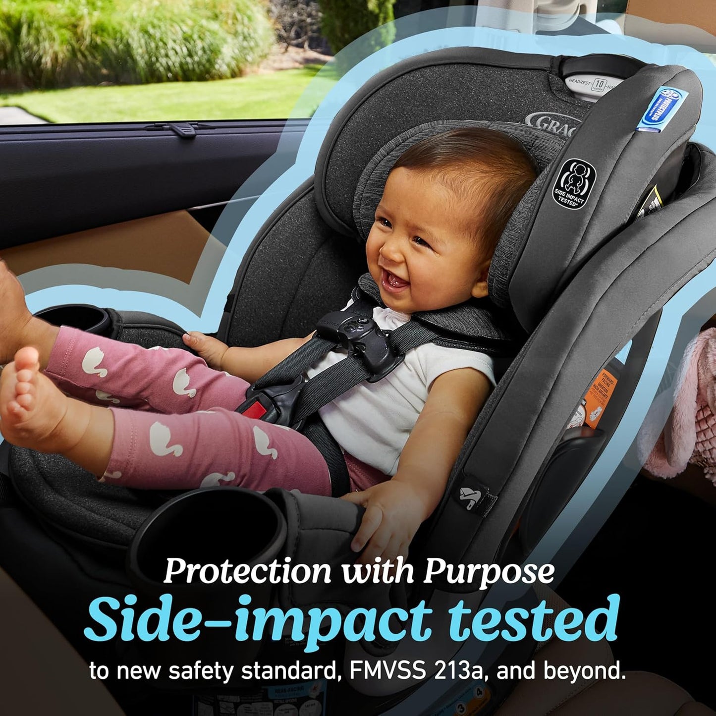 Graco Turn2Me 3-In-1 Rotating Convertible Car Seat, Cambridge, Rear-Facing Rotation Only, Forward-Facing Mode, Highback Booster up to 100 Lbs, Adjustable Headrest & Harness, Steel Reinforced Frame