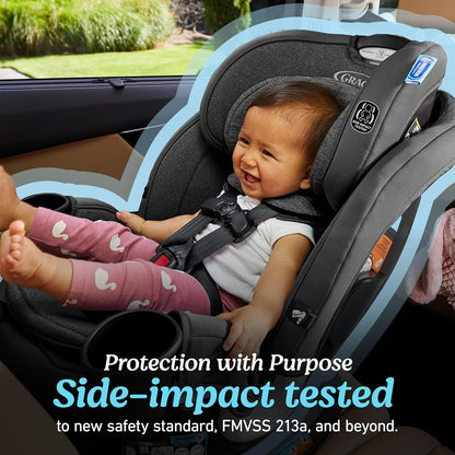 Graco Turn2Me 3-In-1 Rotating Convertible Car Seat, Cambridge, Rear-Facing Rotation Only, Forward-Facing Mode, Highback Booster up to 100 Lbs, Adjustable Headrest & Harness, Steel Reinforced Frame