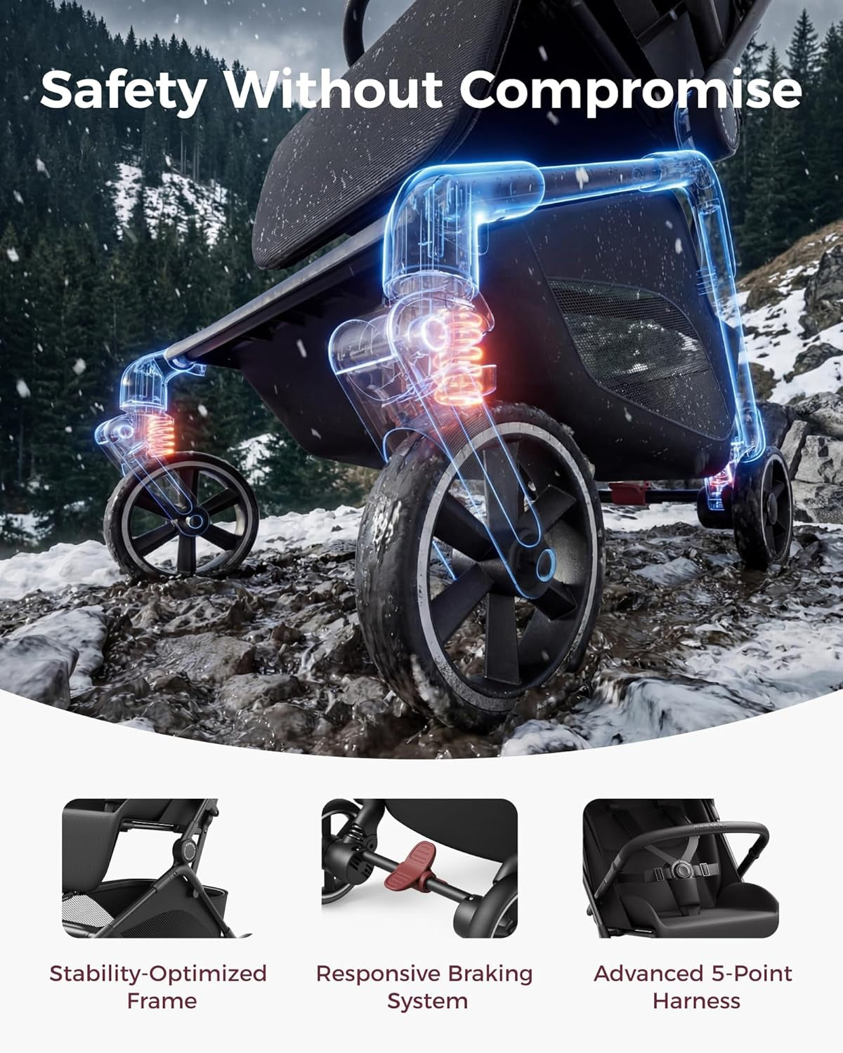 Momcozy Tuckgo Lightweight Travel Stroller, One Click Fold for Toddlers 6M-3Y, 33L Bottom Storage, Compact Easier Air Travel, Travel Bag Included, 3-Position Recline, UPF 50+ Canopy, 5-Point Harness