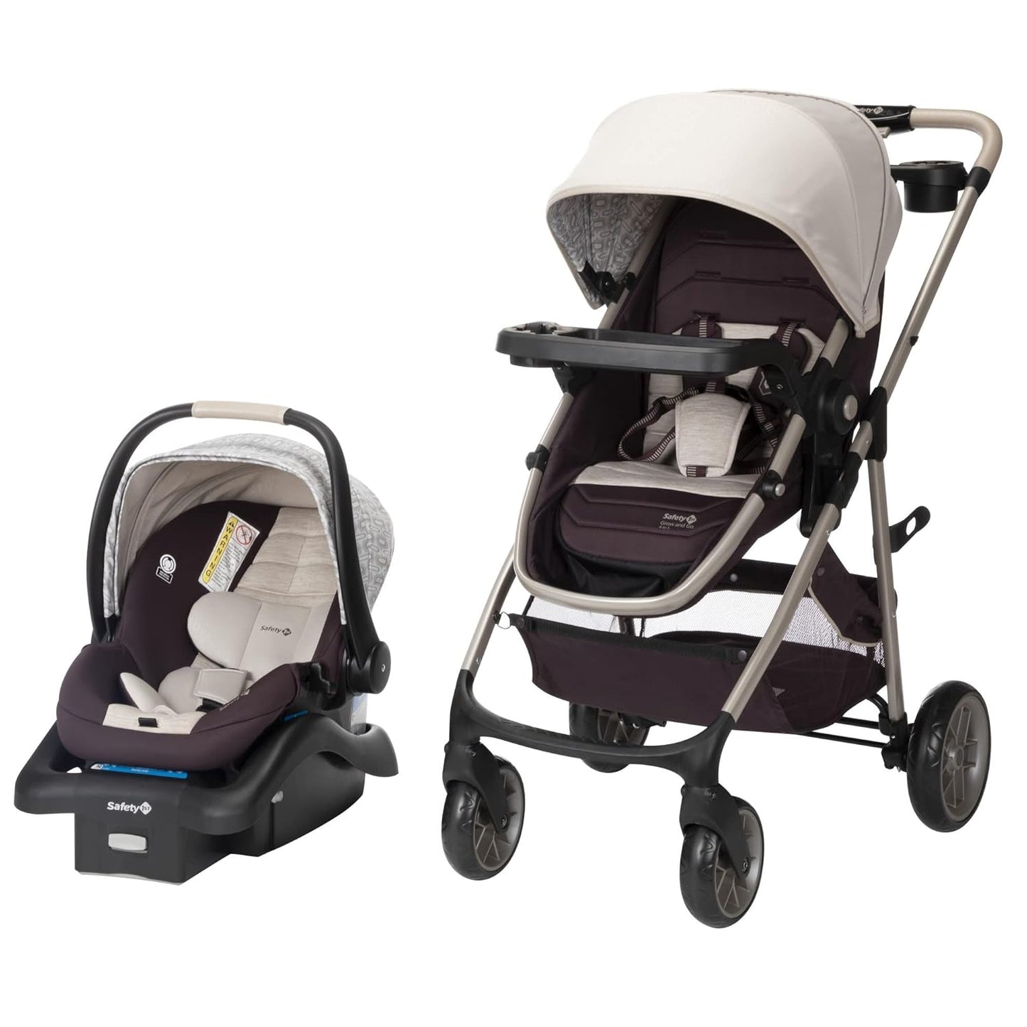 Safety 1St Deluxe Grow and Go Travel System Stroller and Car Seat Combo, 8-In-1 Travel System, Weight Capacity 4-30 Lbs, Dunes Edge