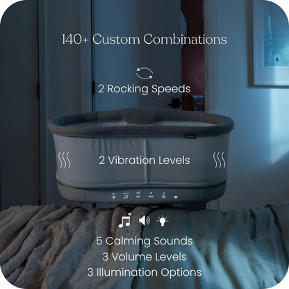 HALO Bassinest Connected Swivel Sleeper 3.0 – Smart Bassinet with Autosoothe™, 360° Swivel, Cry Detection, Rocking, Vibration & Soothing Sounds, Easy Lowering Wall for Postpartum Recovery