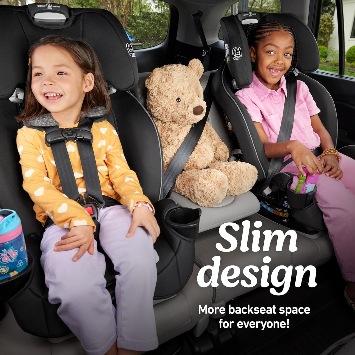 Graco Slimfit 3-In-1 Convertible Car Seat, Ultra-Space-Saving Design, Jarret, Suitable for Rear and Forward-Facing, Highback Booster Seat with 10-Position Headrest