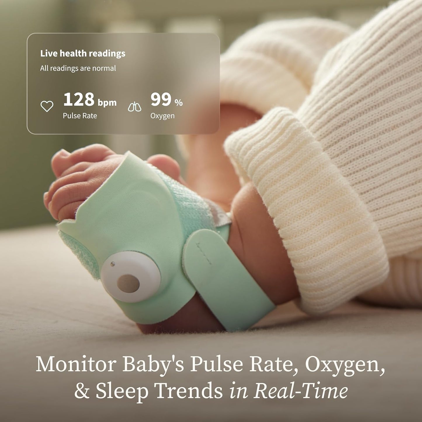 Owlet Dream Sock - Smart Baby Monitor with 2.4 Ghz Wi-Fi - Foot Sensor to Track Heartbeat and Oxygen O2 Levels in Infants - Notifications for Night Wakings, Movement and Sleep State - Bedtime Blue
