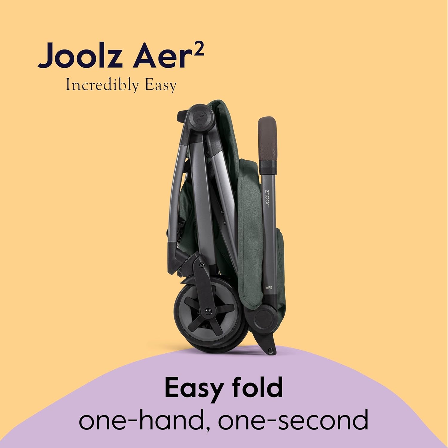Joolz Aer2 Lightweight Travel Stroller for Baby & Toddler – Ultra-Compact One-Hand Foldable Stroller, Reclining Seat, UPF 50+ Canopy, Adjustable Leg Rest, Carry-On & Airplane Approved (Forest Green)