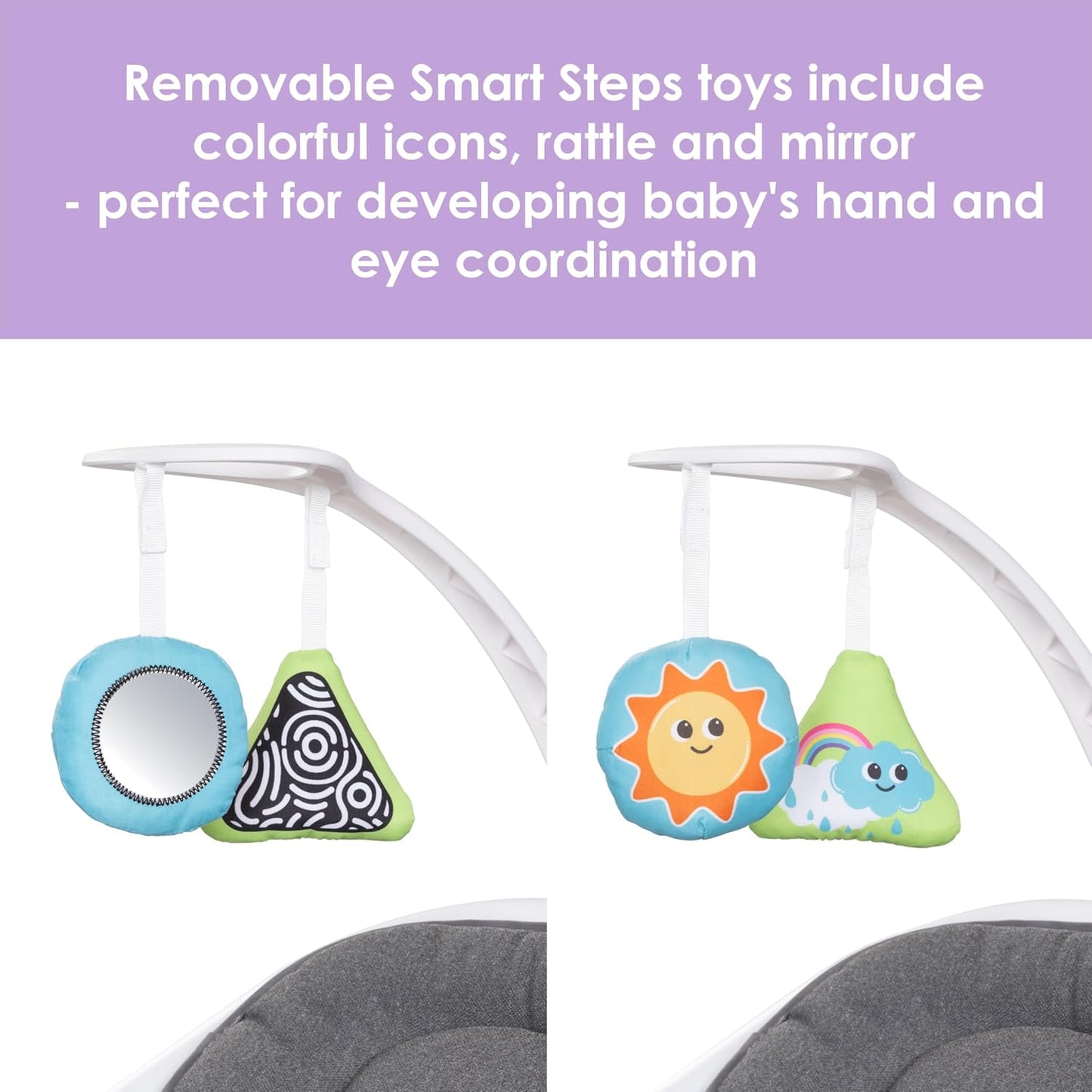 Baby Trend Numotion Infinity Swing – 5 Motion Modes, Touchscreen Control, Remote, Multi‑Position Recline & Hanging Toys – Dash Grey