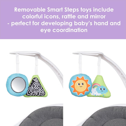 Baby Trend Numotion Infinity Swing – 5 Motion Modes, Touchscreen Control, Remote, Multi‑Position Recline & Hanging Toys – Dash Grey