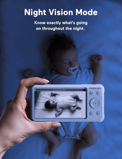Momcozy Baby Monitor with 2 Cameras 5’’ 1080P Split Screen Video Baby Monitor with Camera and Audio No Wifi for Baby Safety 5000Mah Battery Infrared Night Vision 2-Way Audio 960Ft Range Ideal Gift