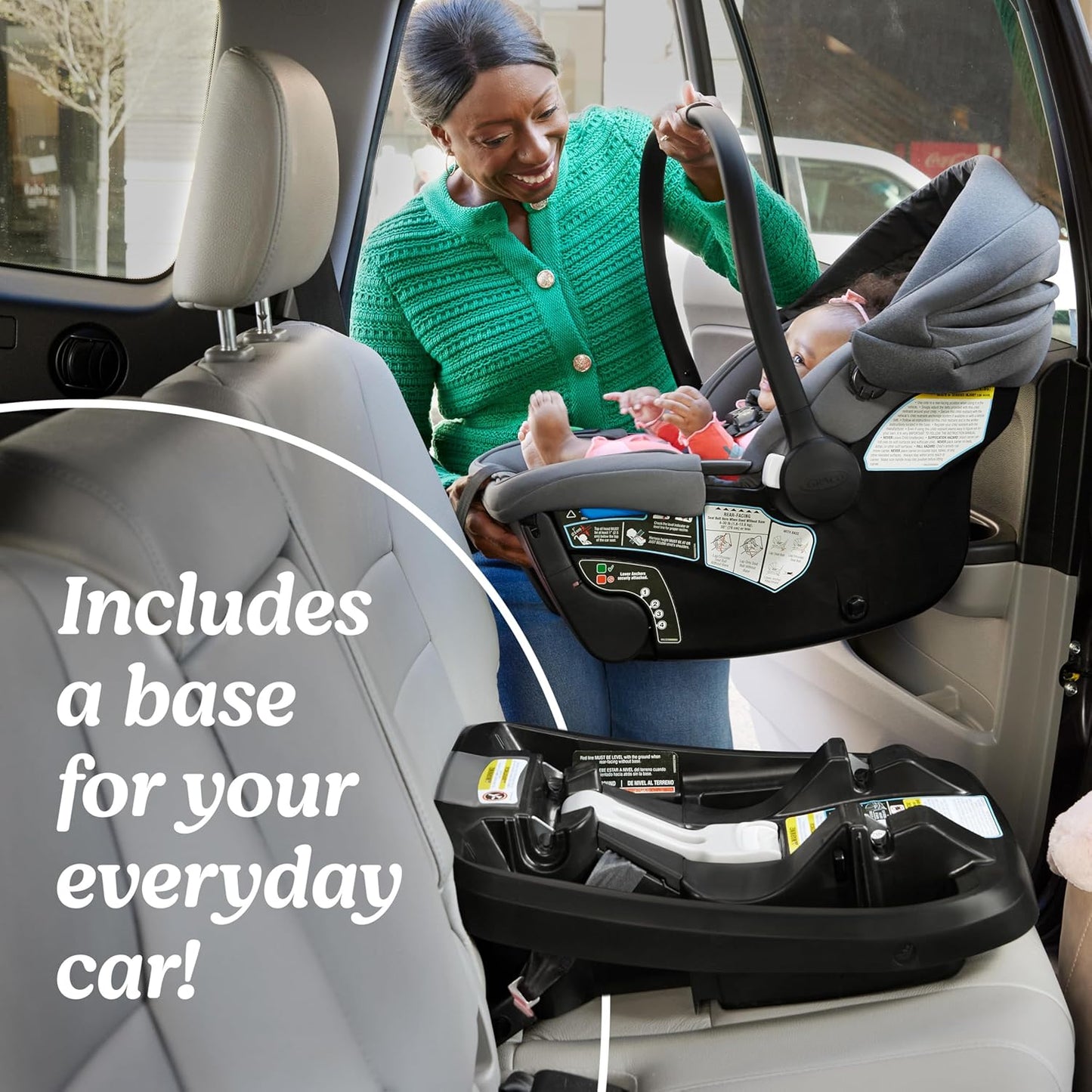 Graco Gomax Infant Car Seat, Orchid Haze, Lightweight, Reclining Rear Facing Car Seat Installs with or without a Base