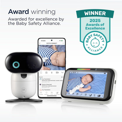 Motorola Nursery PIP1710 Connect Baby Monitor with AI Cry Detection & Translation | Wi-Fi HD Camera, 5" Touch Screen Parent Unit, App Monitoring, Night Vision