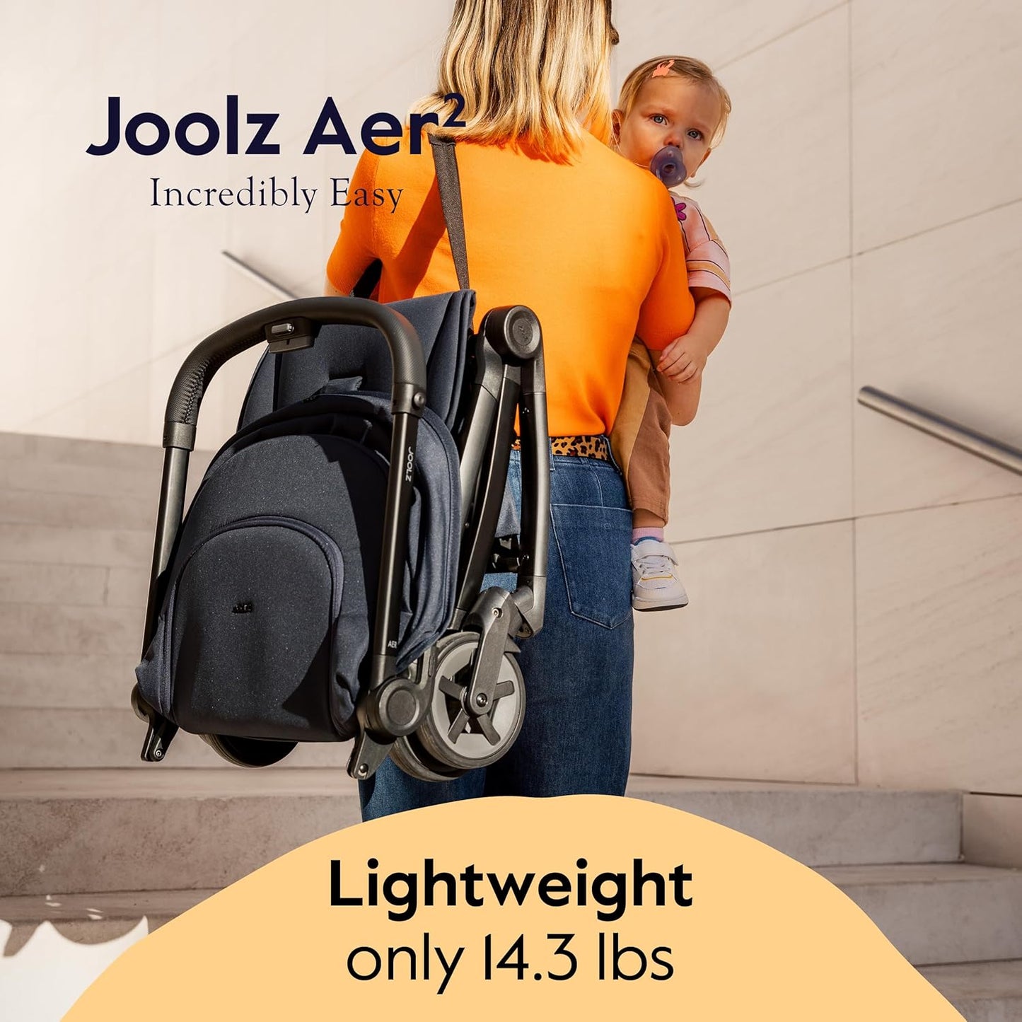 Joolz Aer2 Lightweight Travel Stroller for Baby & Toddler – Ultra-Compact One-Hand Foldable Stroller, Reclining Seat, UPF 50+ Canopy, Adjustable Leg Rest, Carry-On & Airplane Approved (Space Black)