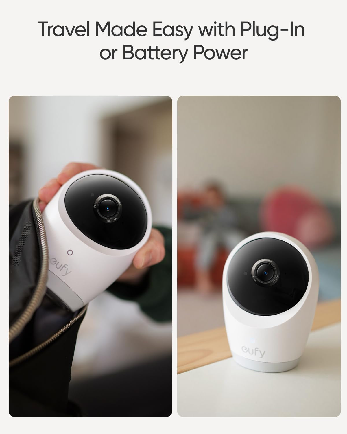 Eufy Security E21 Baby Monitor with 4K UHD Camera, 5'' 720P Screen, Pan-Tilt and 8× Zoom, Dual Wi-Fi/Local Connection, 24/7 App Recording, Portable Built-In Battery-Powered Camera, ANR