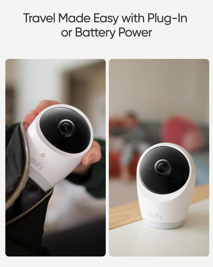 Eufy Security E21 Baby Monitor with 4K UHD Camera, 5'' 720P Screen, Pan-Tilt and 8× Zoom, Dual Wi-Fi/Local Connection, 24/7 App Recording, Portable Built-In Battery-Powered Camera, ANR