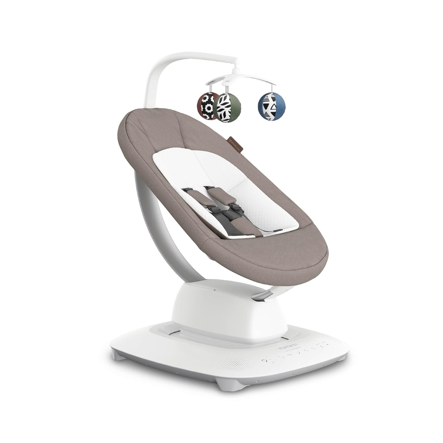 Uppababy Mamaroo Smart Swing – Customizable Soothing Modes with Motionsync Technology – Infant Recline + Bluetooth Enabled – Included Newborn Insert – Wells (Dark Taupe Mélange)