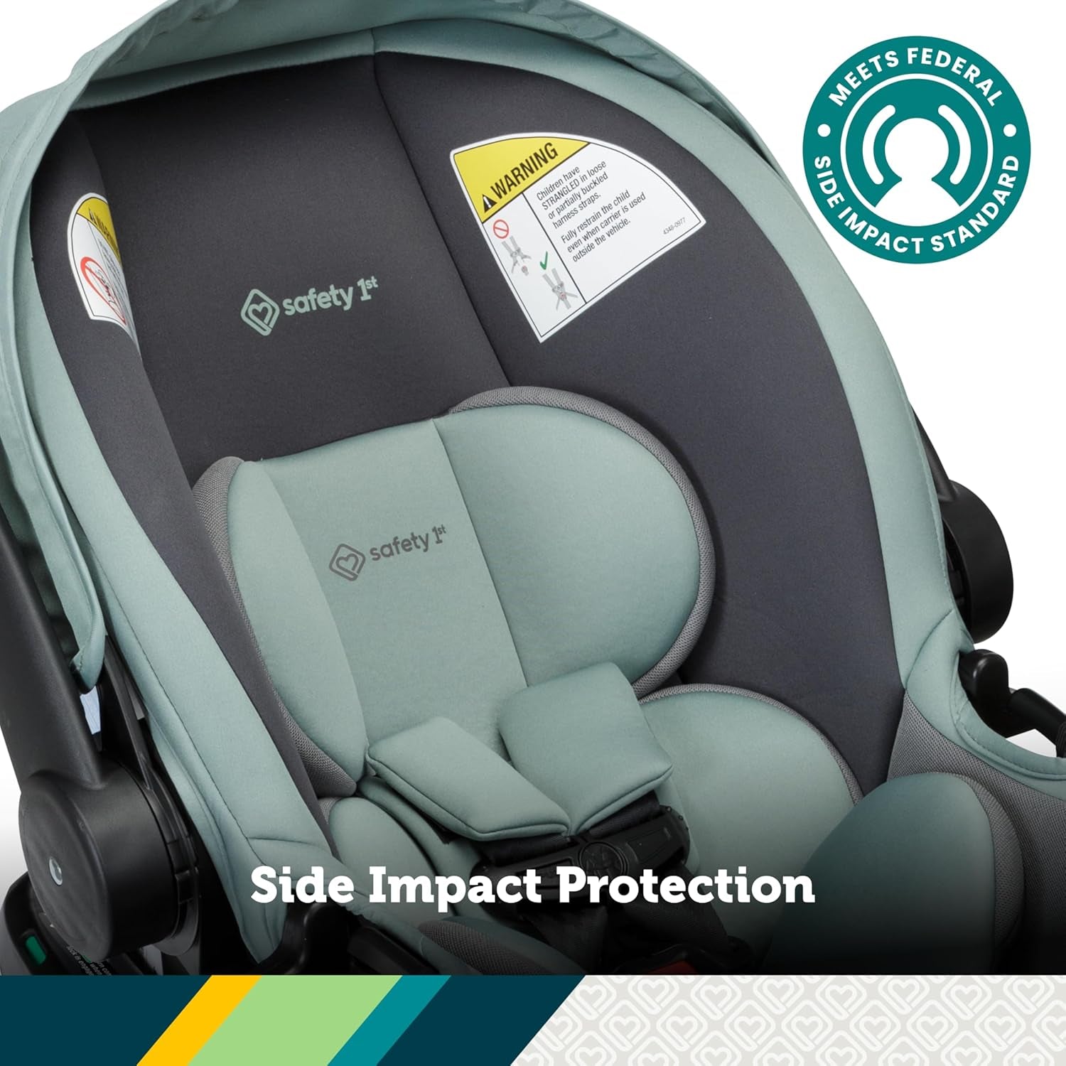 Safety 1St® Onboard™ Slide DLX Infant Car Seat W/Safetyslide™ Base, Easy-Install Rigid Latch, Lightweight Rear-Facing Seat, Newborn Carrier, Extra-Large Canopy, Travel System Ready, Dusty Green
