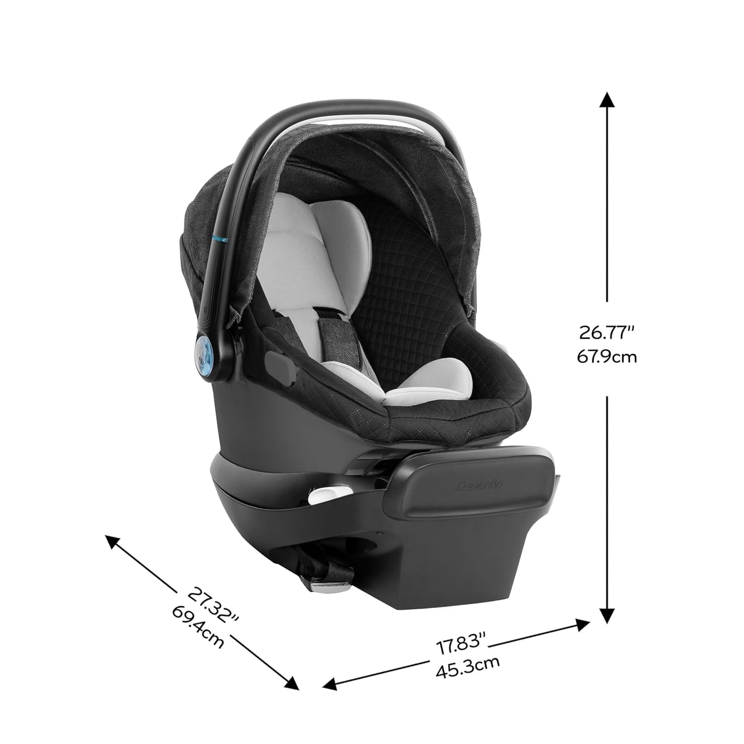 Evenflo Shyft Intuiti+ Travel System Featuring Revolve180 Litemax™ NXT Rotating Rear-Facing Lightweight Preemie and Infant Car Seat with Sensorysoothe 3-30 Lbs. (Angler Tweed)