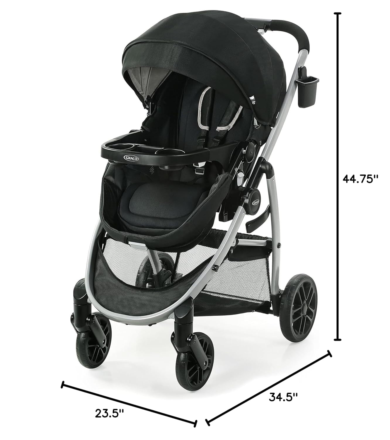 Graco Modes Pramette Stroller, 3-In-1 Baby Stroller, 3 Modes from Infant Car Seat Carrier, Infant Pramette, to Toddler Stroller, Reversible Seat, One Hand Fold, Extra Storage, Child Tray, Pierce