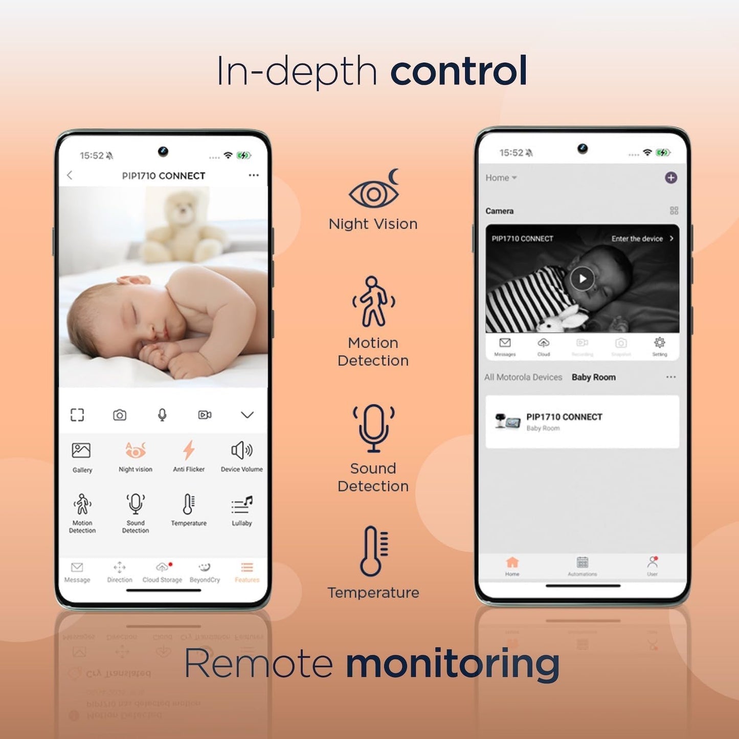 Motorola Nursery PIP1710 Connect Baby Monitor with AI Cry Detection & Translation | Wi-Fi HD Camera, 5" Touch Screen Parent Unit, App Monitoring, Night Vision