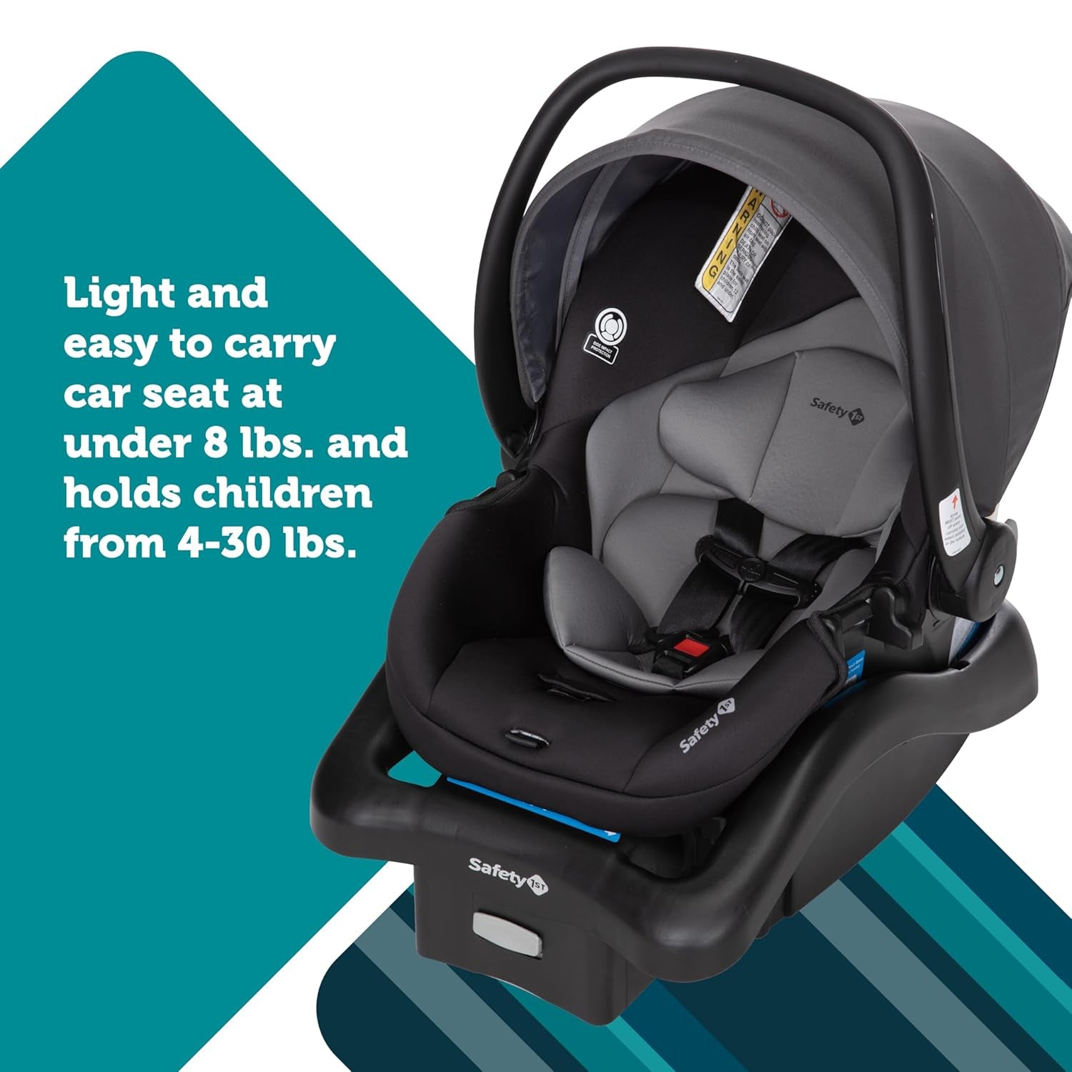 Safety 1St Smooth Ride Travel System Stroller and Onboard FLX Infant Car Seat, Newborn to Toddler Baby Combo, Easy-Install, Large Canopy, Ample Storage, Foldable, Rear-Facing 4-30 Lbs, Monument