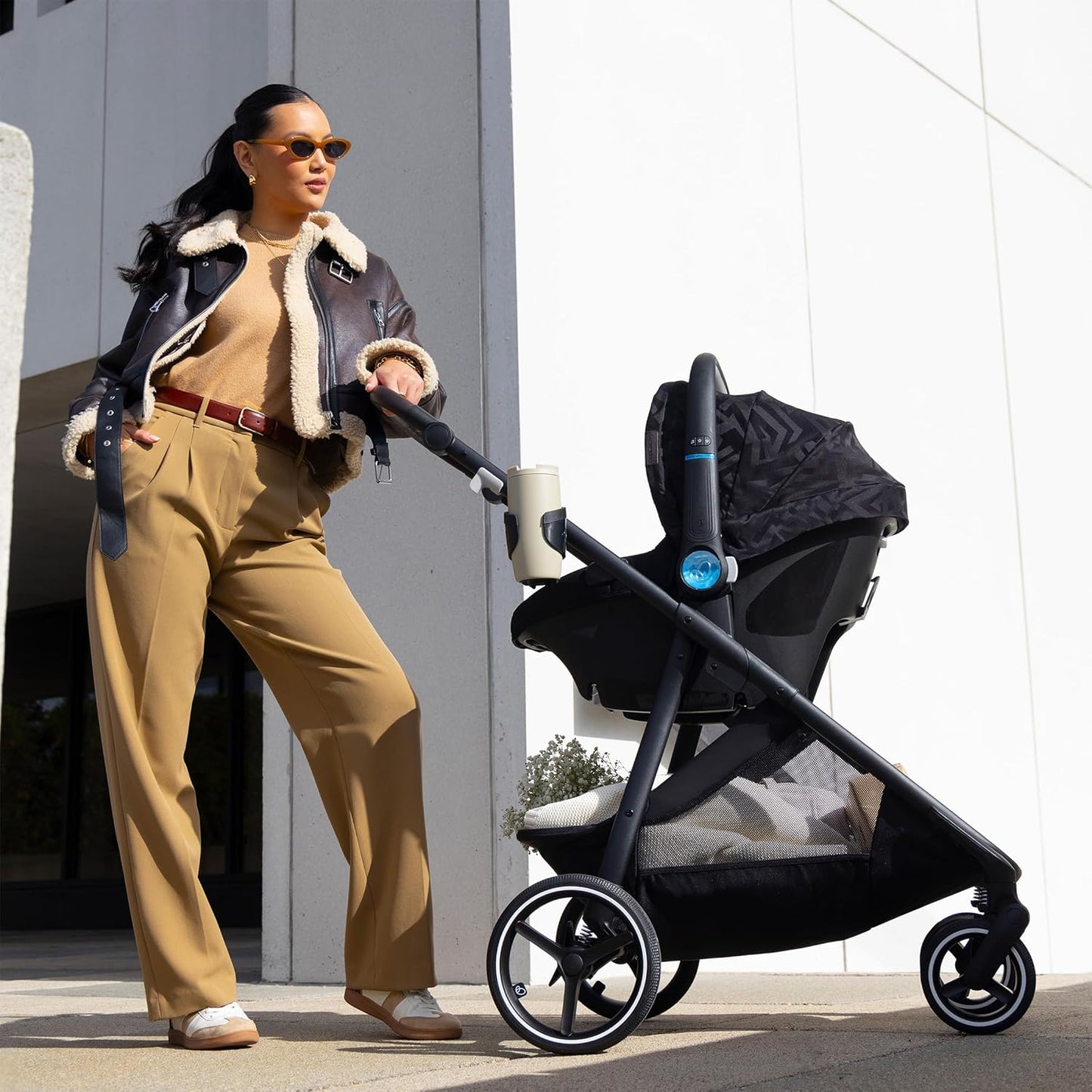 Evenflo Shyft Intuiti+ Travel System Featuring Revolve180 Litemax™ NXT Rotating Rear-Facing Lightweight Preemie and Infant Car Seat with Sensorysoothe 3-30 Lbs. (Angler Tweed)