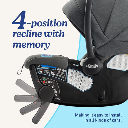 Graco Gomax Infant Car Seat, Orchid Haze, Lightweight, Reclining Rear Facing Car Seat Installs with or without a Base