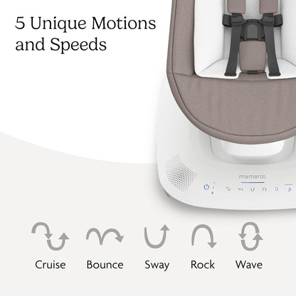 Uppababy Mamaroo Smart Swing – Customizable Soothing Modes with Motionsync Technology – Infant Recline + Bluetooth Enabled – Included Newborn Insert – Wells (Dark Taupe Mélange)