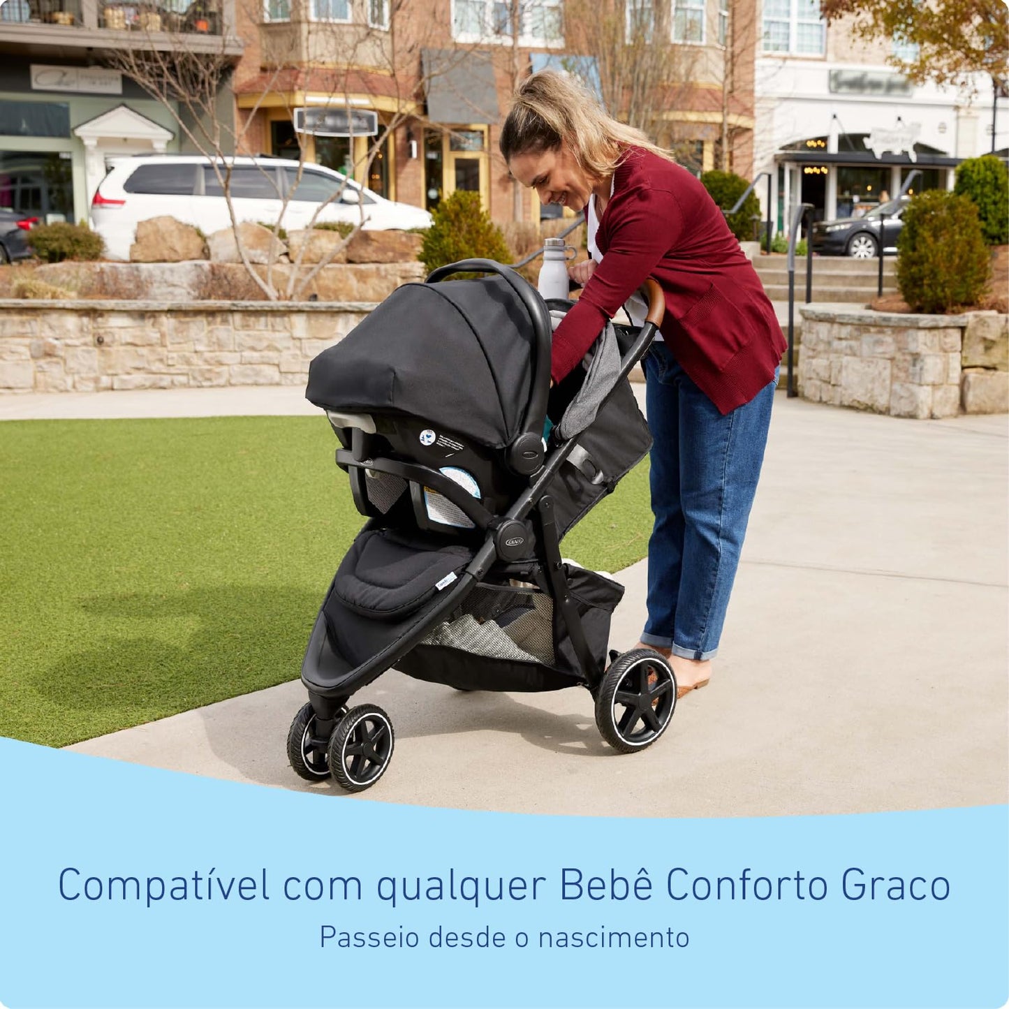 Graco Outpace LX All-Terrain 3-Wheel Baby Stroller, Cohen €” Compatible for Travel System, Easy One-Hand Fold, In-Seat Suspension for Comfortable Ride, Never-Flat Rubber Tires