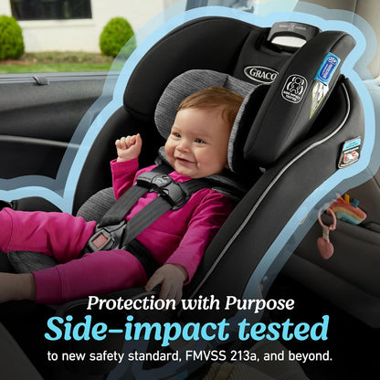 Graco Slimfit 3-In-1 Convertible Car Seat, Ultra-Space-Saving Design, Jarret, Suitable for Rear and Forward-Facing, Highback Booster Seat with 10-Position Headrest