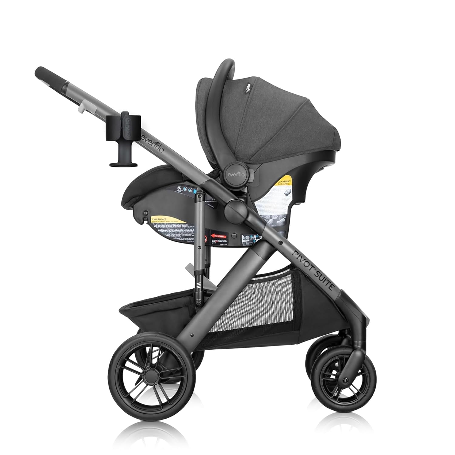 Evenflo Pivot Suite Modular Travel System with Litemax Infant Car Seat, Devon Gray